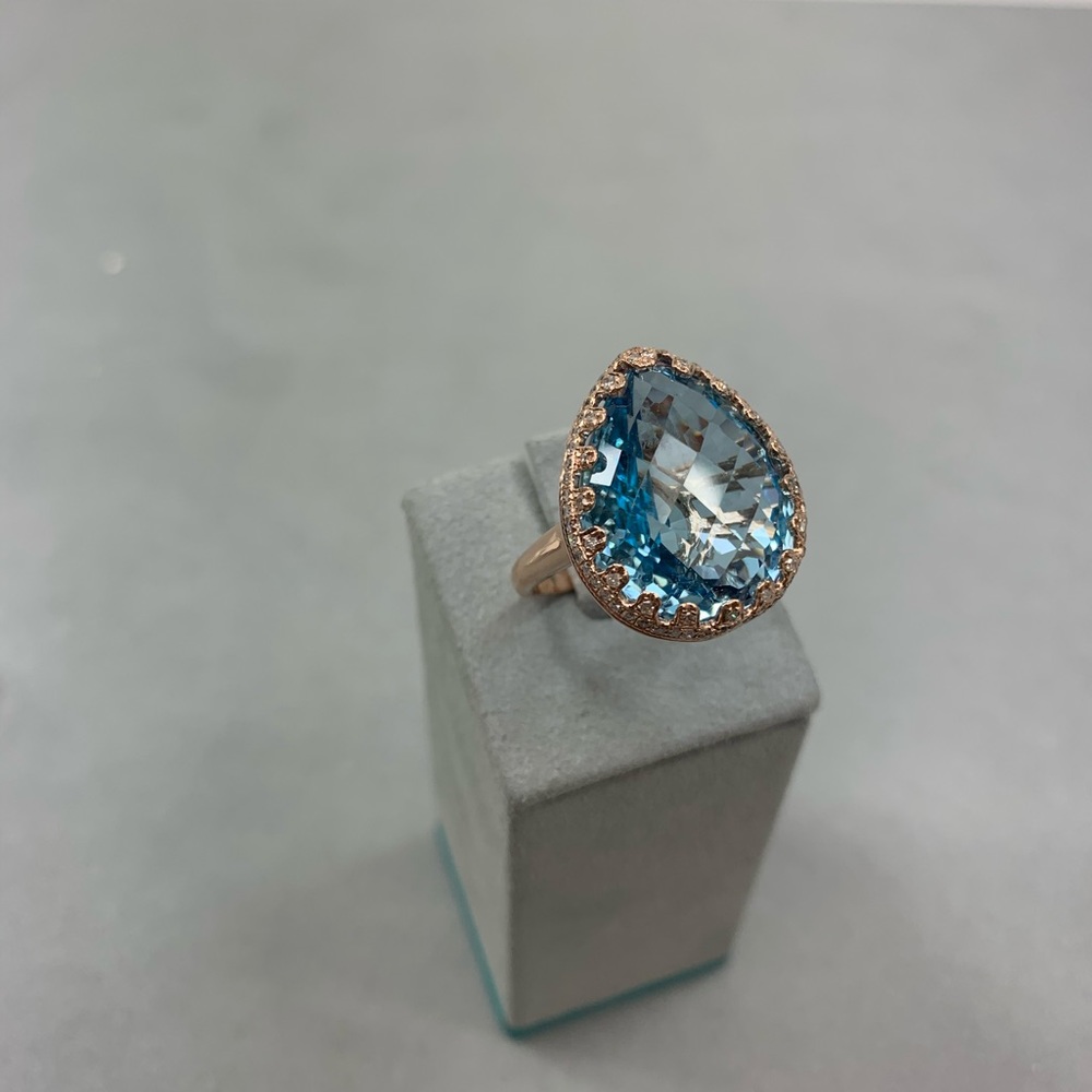 Blue Topaz and Diamond Ring